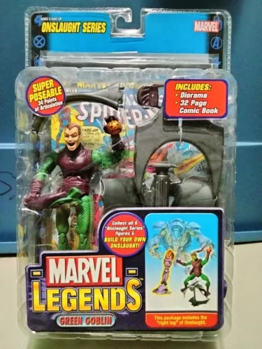 ToyBiz Marvel Legends GOBLIN VERDE desenmascarado 6" misb Onslaught BAF Spider-Man 