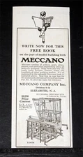 1923 OLD MAGAZINE PRINT AD, MECCANO TOYS, PULLEYS, GEARS, GIRDERS, RODS, BOYS!