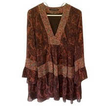 Zara tunic dress boho paisley print size small