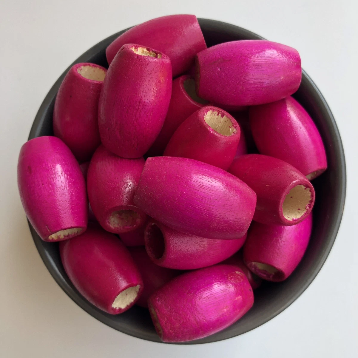 50X Large Macrame Beads 30x20mm Pink Wood Beads Big 9mm Hole