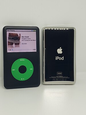  REFURBISHED Apple Ipod Classic 7th Gen  Black and Green  160gb - NEW Battery!