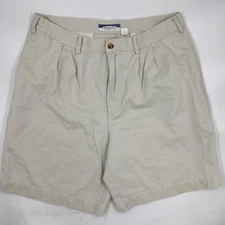 Old Navy Mens Bermuda Shorts Size 36 Beige Tan Pleated Cotton Stretch Light
