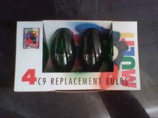 4 Pack 7 Watt Incandescent Transparent Green C9 Replacement Xmas Light Bulbs