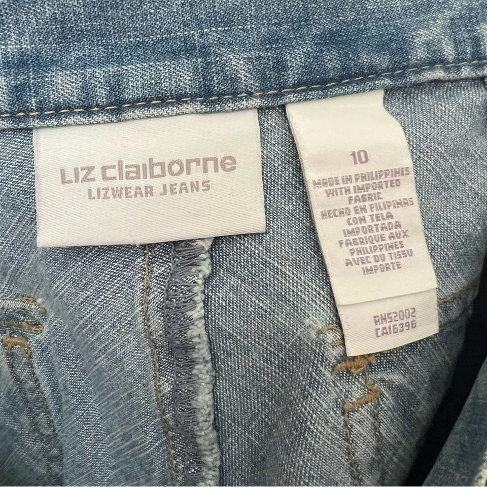 Maxi falda para mujer Liz Claiborne Lizwear talla 10 denim lavado claro abertura trasera azul Foto 3 de 4