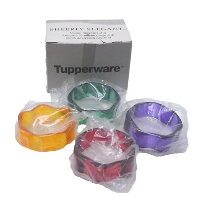 Tupperware Gadgets Sheerly Elegant Acrylic Jeweltones Napkin Rings Set of 4