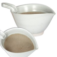 Japanese Ceramic NATTO Mortar Bowl Pour Spout Suribachi Bowl White Made in Japan