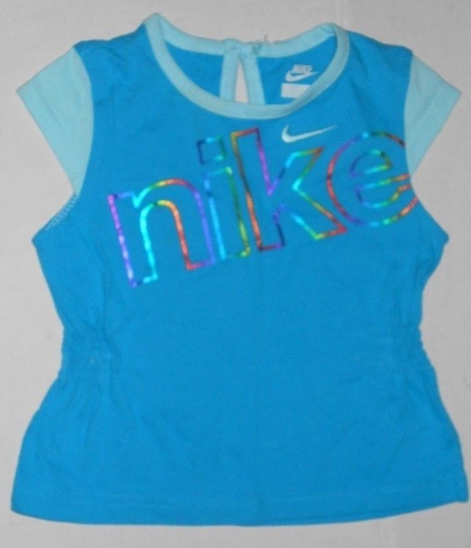 Vintage Toddlers Baby Girls Cute Nike Blue Top Shirt Blouse Sz School Church