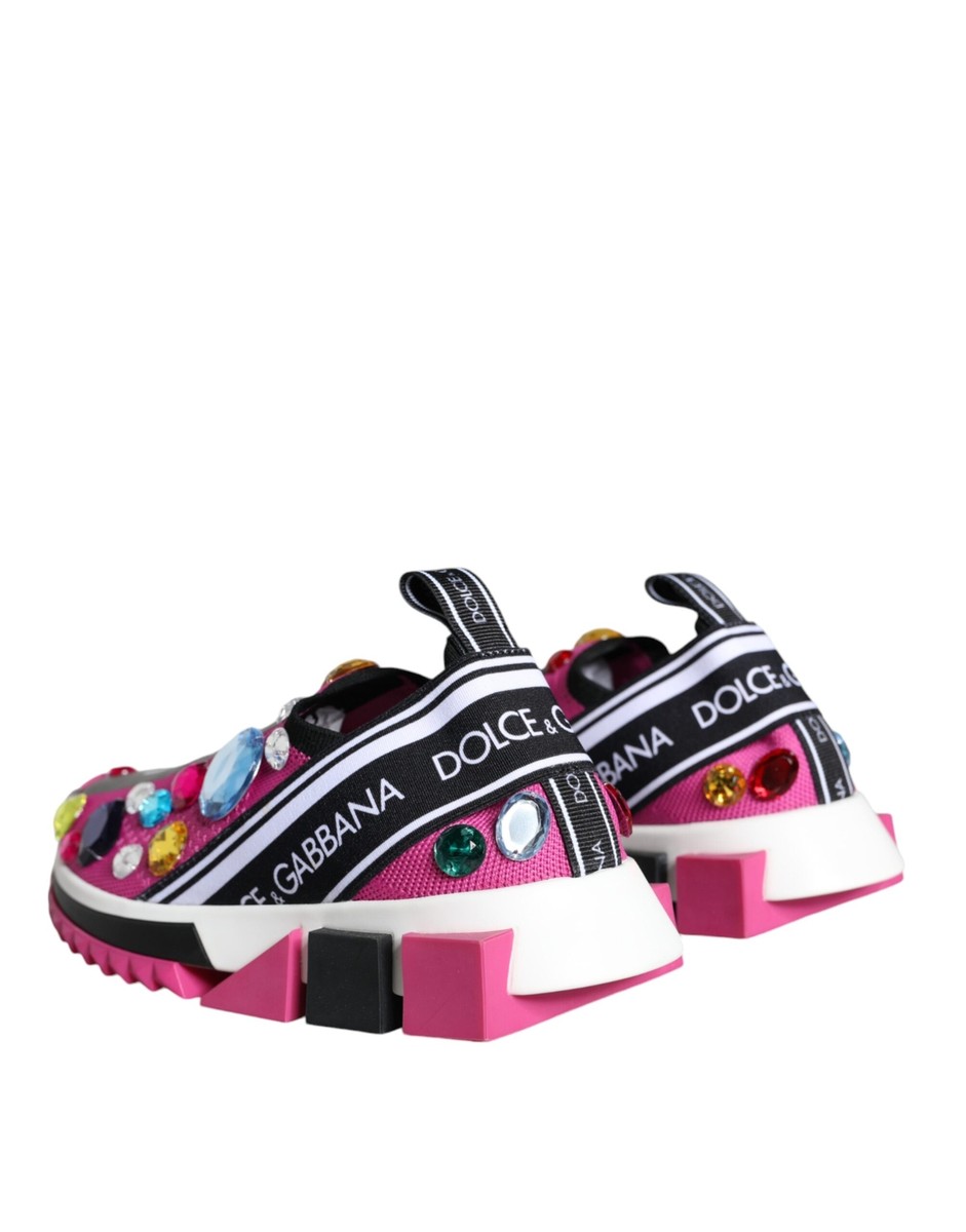 【Dolce&Gabbana】テリークロスサンダル ピンク オープントゥ Dolce & Gabbana Pink Sorrento Crystals Low Top Sneakers
