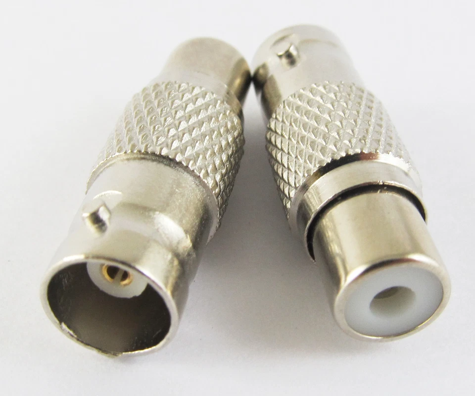 10pcs BNC Female Jack To RCA Female Jack CCTV Connector Adapter Nickel Plated - Image 2 of 4