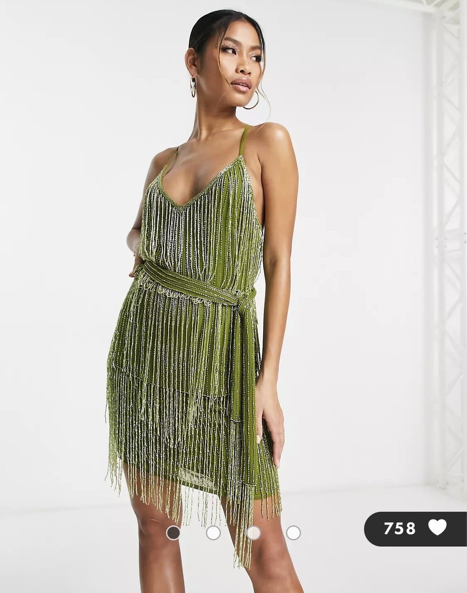 lucy in the sky green sequin dress Mac Duggal Women's Embellished Cap Sleeve High Neck Ballgown main image 0