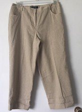 Kasper Women  s 12P Pants Ankle Length Striped High Rise Linen Blend