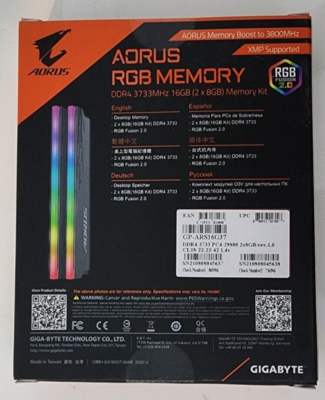 GIGABYTE AORUS RGB Memory DDR4 16GB (2x8GB) 3733MH/z | eBay