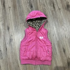 Disney Minnie Mouse Pink Animal Print Hooded Puffer Vest Sz 3T