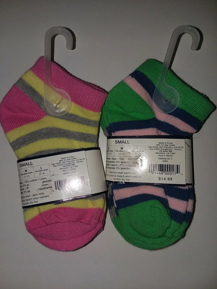 Gap Niños Outlet Niñas Calcetines al Tobillo Floral Rayas Rosa Verde Zapato Pequeño 11 12 13 Foto 2 de 2