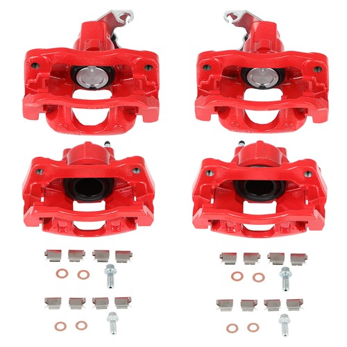 Front and Rear Brake Calipers w/Brackets 4PCS For 08-16 Dodge Grand Caravan Red