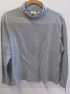 Classic Elements XL 18 Women T Shirt Top Long Sleeve Mock Turtleneck Gray Solid
