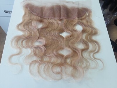 13X4 KÖRPER WELLE SPITZE FRONTAL 22 ZOLL BRASILIANISCHE JUNGFRAU OHR AN OHR HONIGBLOND 27##
