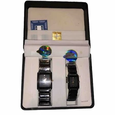 SWISSLINE MENS AND WOMANS WATCH SET BROKEN BOX