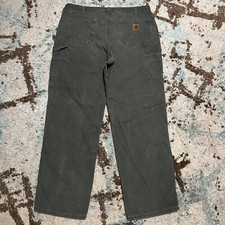 Vintage Carhartt B11 MOS Faded Green Canvas Carpenter Pants Size 38x31