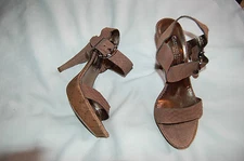 Gastone Lucioli Shoes Brown Leather Snake Print Heels Platform Womens 39 Italy