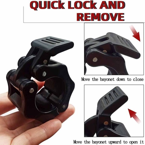 2Pcs 1in / 25mm Olympic Dumbbell Clamps Barbell Clamps Collars ClipsPlates Black - Picture 3 of 5