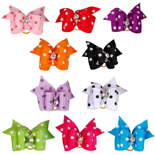 20/50/100pcs Christmas Dots Pet Dog Grooming Hair Bows Rubber Band Topknot Bows - Picture 3 of 15