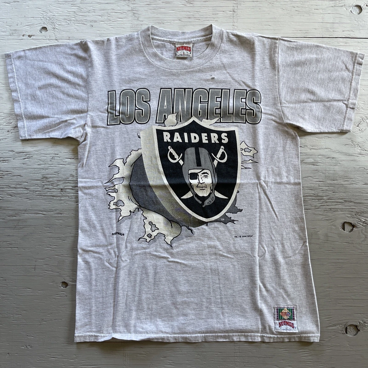 Vintage Nutmeg 90s Los Angeles Raiders T Shirt Large L - USA Made - NFL -  Rare