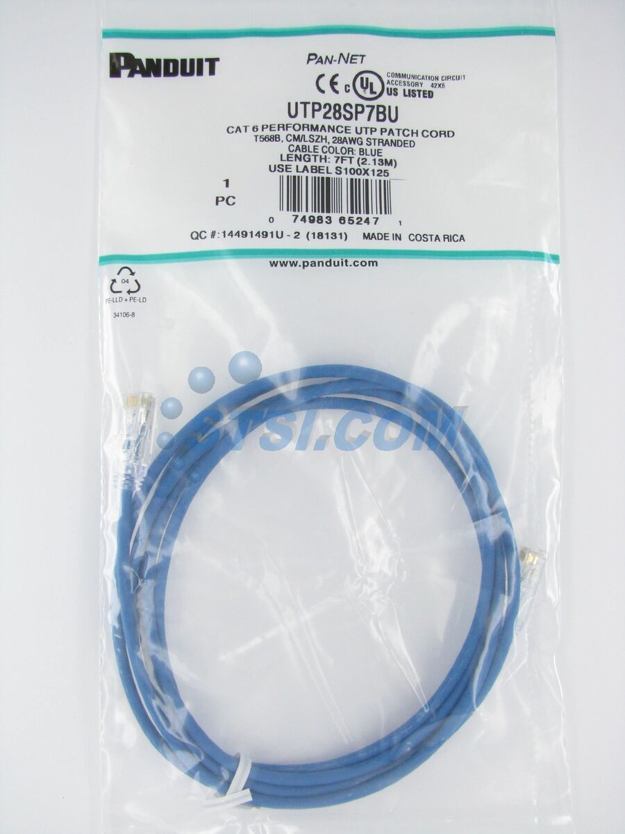Panduit UTP28SP7BU Cat6 28 AWG Network Patch Cable/Cord, 7 Panduit UTP28SP7BU Cat6 28 AWG Network Patch Cable/Cord, 7