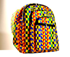 African backpack Kente print bold multicolor school bag travel zip pouch-G4304