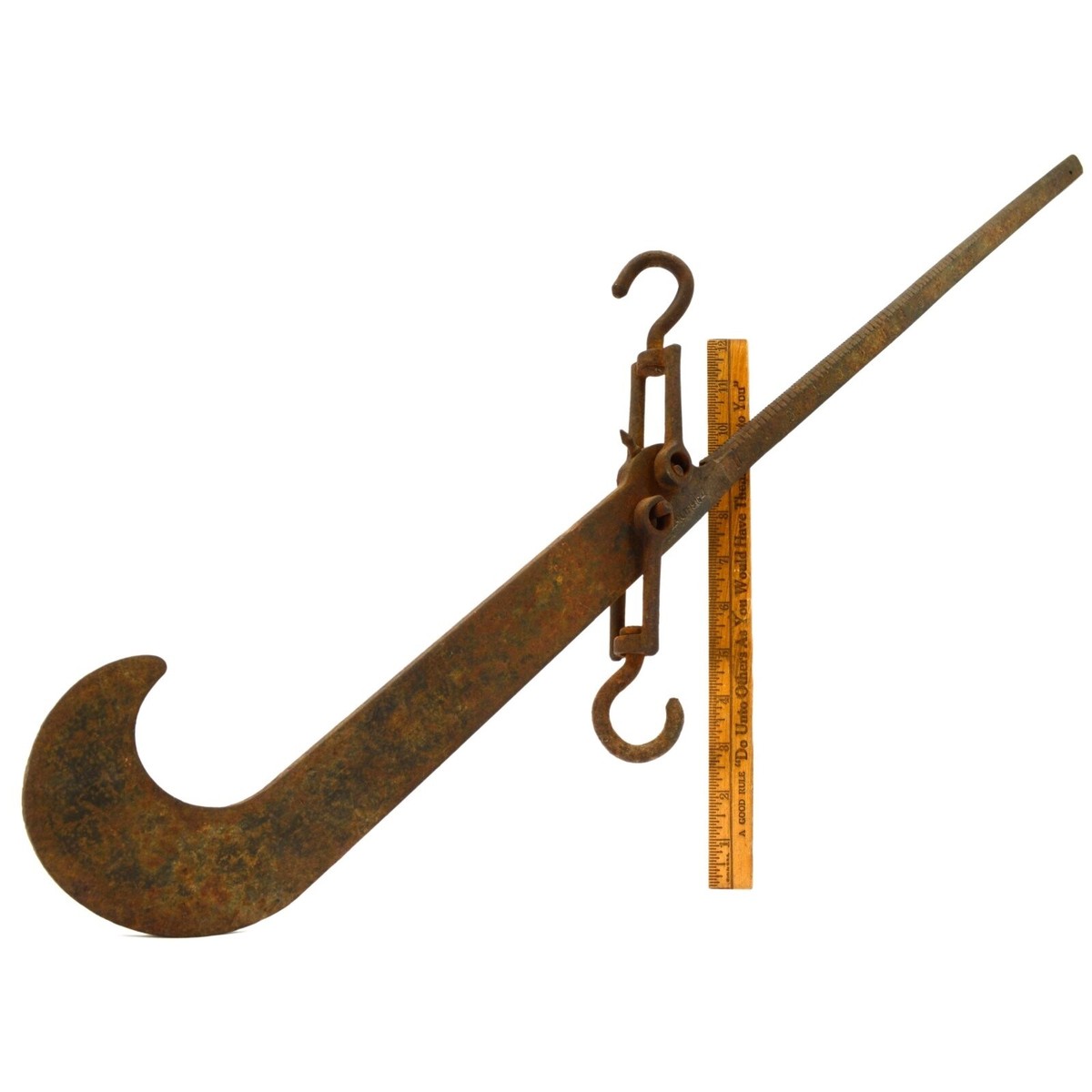 antique tobacco scale Antique CAST IRON SLIDING BEAM SCALE 200 lbs. COTTON / TOBACCO Pat. Jan.  11-1916