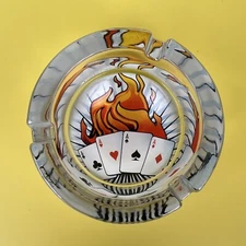 Glass Ashtray ~ Flame & Aces