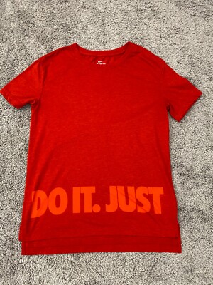 Nike DriFit T Shirt Mens Small Red Activewear Just Do It Logo Swoosh