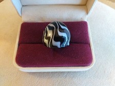Boho Chunky Black and White Statement Ring Size P Costume Jewellery