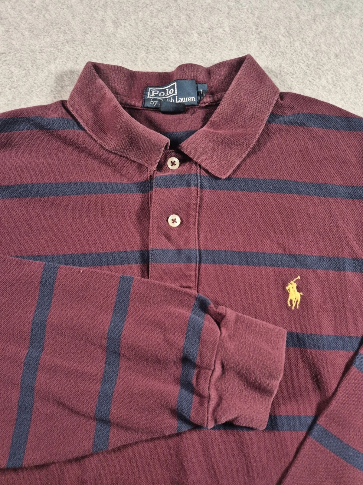 Polo Ralph Lauren Striped Rugby Long Sleeve Shirt Mens Large 90s Preppy