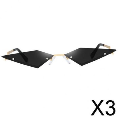 3X Damenmode Slim Cat Eye Style Sonnenbrille Randlose Sonnenbrille Gold +