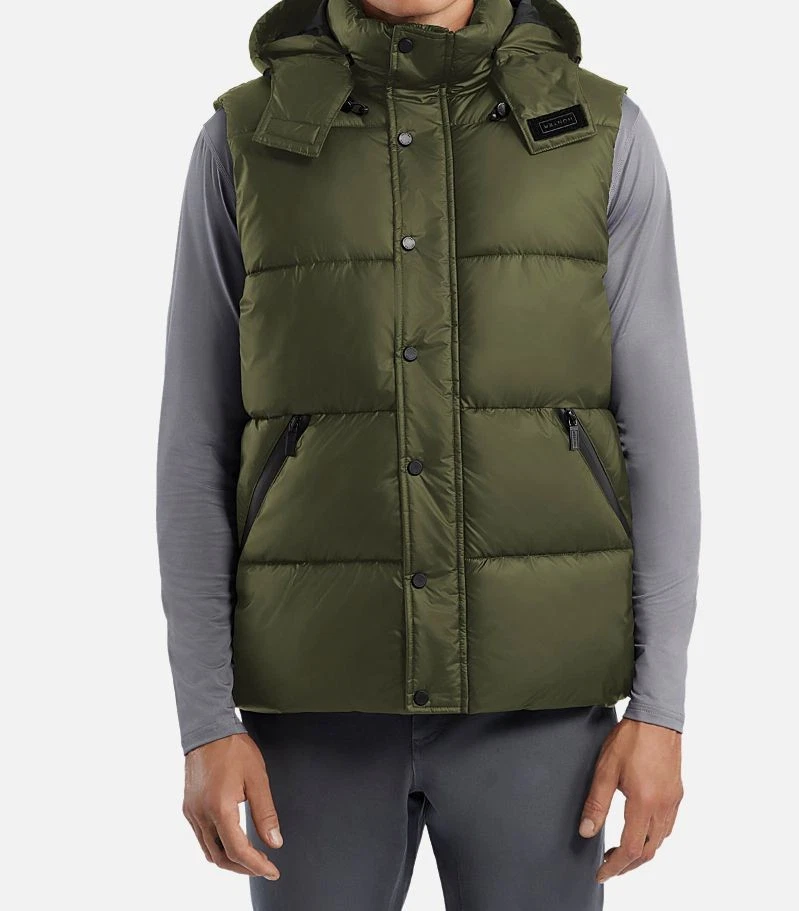 Hunter Men's Green Chiswell Full-Zip Quilted Removeable Hood Puffer Vest Size L