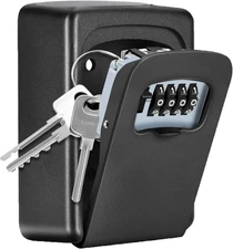 Key Lock Box Wall Mounted, 4 Digit Combination Lockbox for Outside, House Keys -