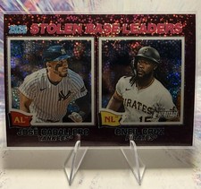 2026 Topps Heritage Jose Caballero Oneil Cruz Stolen Base Leaders Pink Sparkle 