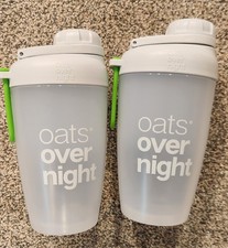Oats Overnight White Shaker Blender Bottles Oatmeal - LOT OF 2