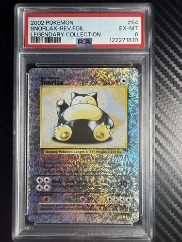 2002 POKEMON LEGENDARY COLLECTION #64 SNORLAX-REVERSE FOIL HOLO PSA 6