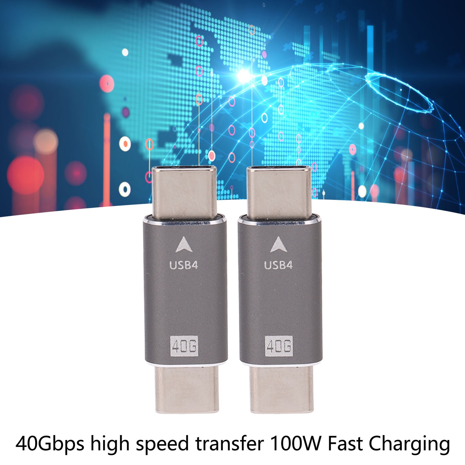 2Pcs USB C Male To Male Adapter 8K 40Gbps 100W Fast Charging Alloy Compact
