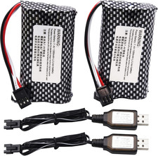 2 Pack 7.4V 1300Mah Li-Ion Rechargeable Battery with SM3P Plug and Charger Cable