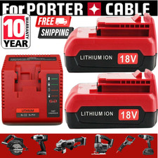 2PACK 18V Lithium Battery /Charger for Porter Cable 18 Volt PC18B PC18BL PC18BLX