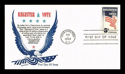 DR JIM STAMPS US COVER REGISTER AND VOTE FIRST DAY ISSUE KHOL KRAFT CACHET