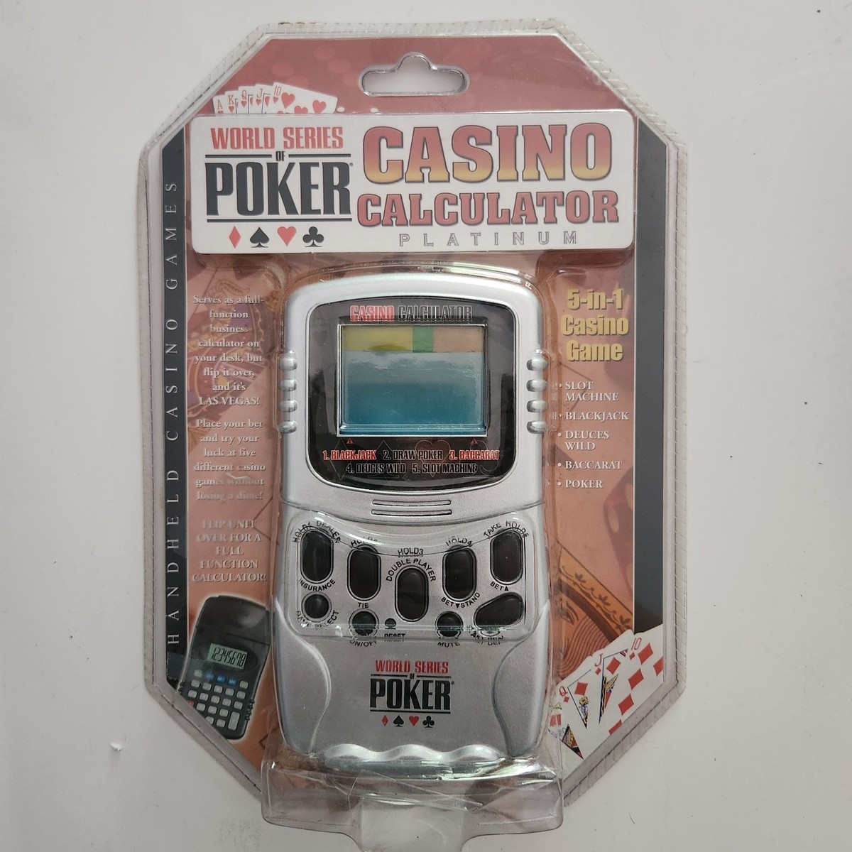 Electronic World Series Poker Handheld 5 Game Calculator Blackjack 