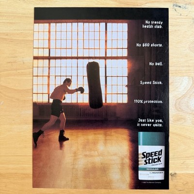 Vintage Speed Stick Deodorant Magazine Print Ad Full Page Color Advertisement