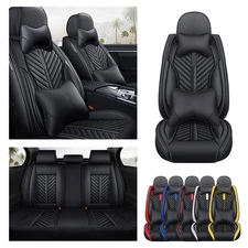 Car Seat Covers+Headrest 5-Seats for Volkswage PU Leather Cushion Black