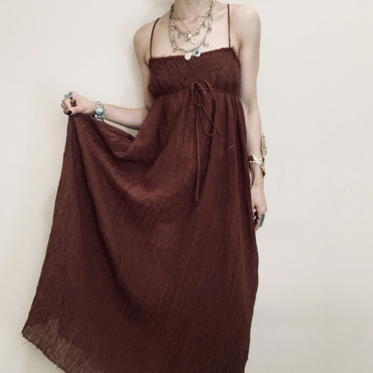 unique holiday dresses Beach holiday dress with round neck and embroidered flowers, loose and   Lee Nhi Boutique