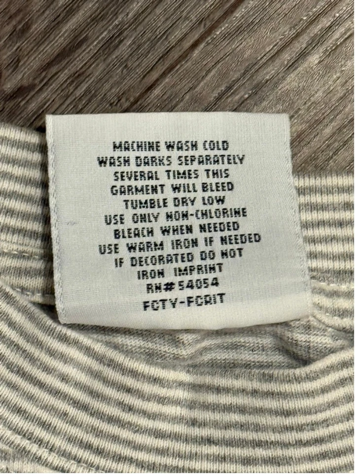 Camiseta De Colección Años 90 Bugle Boy Hombre’s Smiley Face Los Angeles Rayas Blancas/Grises Talla M Foto 3 de 4