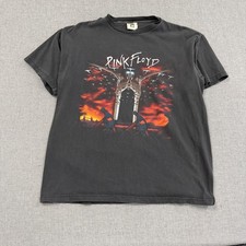 Vintage 90s Pink Floyd T-Shirt Mens XL Black The Wall Sun Faded Winterland Tee
